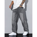 Men's Baggy Loose Fit Relaxed Jeans with Straight Leg and Faded Whiskering - Image 1