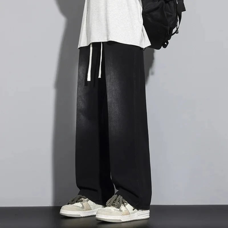 Men's Baggy Loose Fit Straight Leg Jeans with Wide and Drawstring Waistband - Image 5