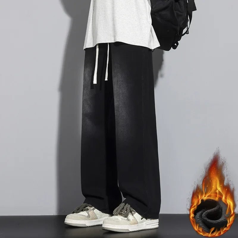Men's Baggy Loose Fit Straight Leg Jeans with Wide and Drawstring Waistband - Image 6