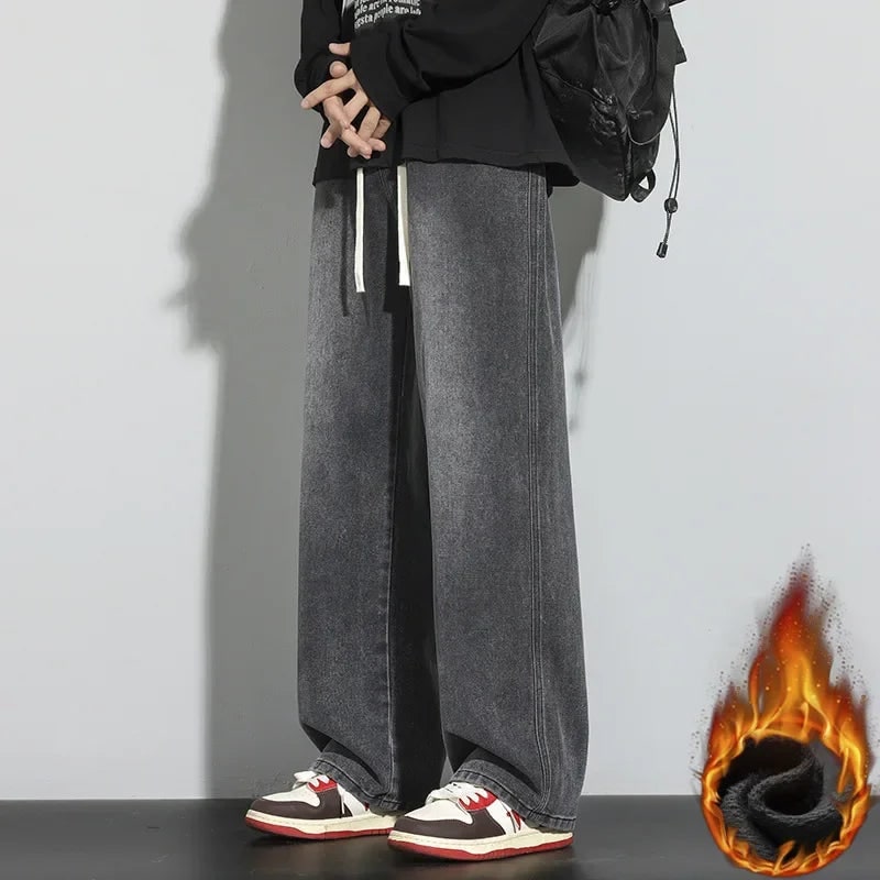 Men's Baggy Loose Fit Straight Leg Jeans with Wide and Drawstring Waistband - Image 8
