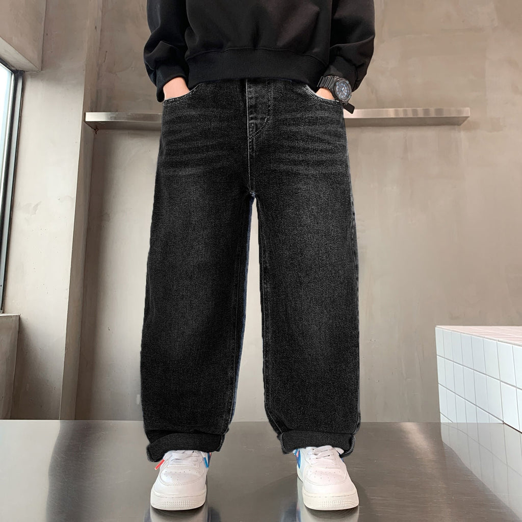 Men's Baggy Wide Leg Jeans with Faded Wash and Oversized Fit - Image 10