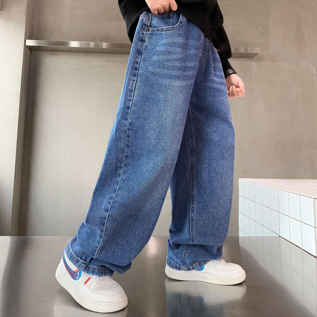 Men's Baggy Wide Leg Jeans with Faded Wash and Oversized Fit - Image 12