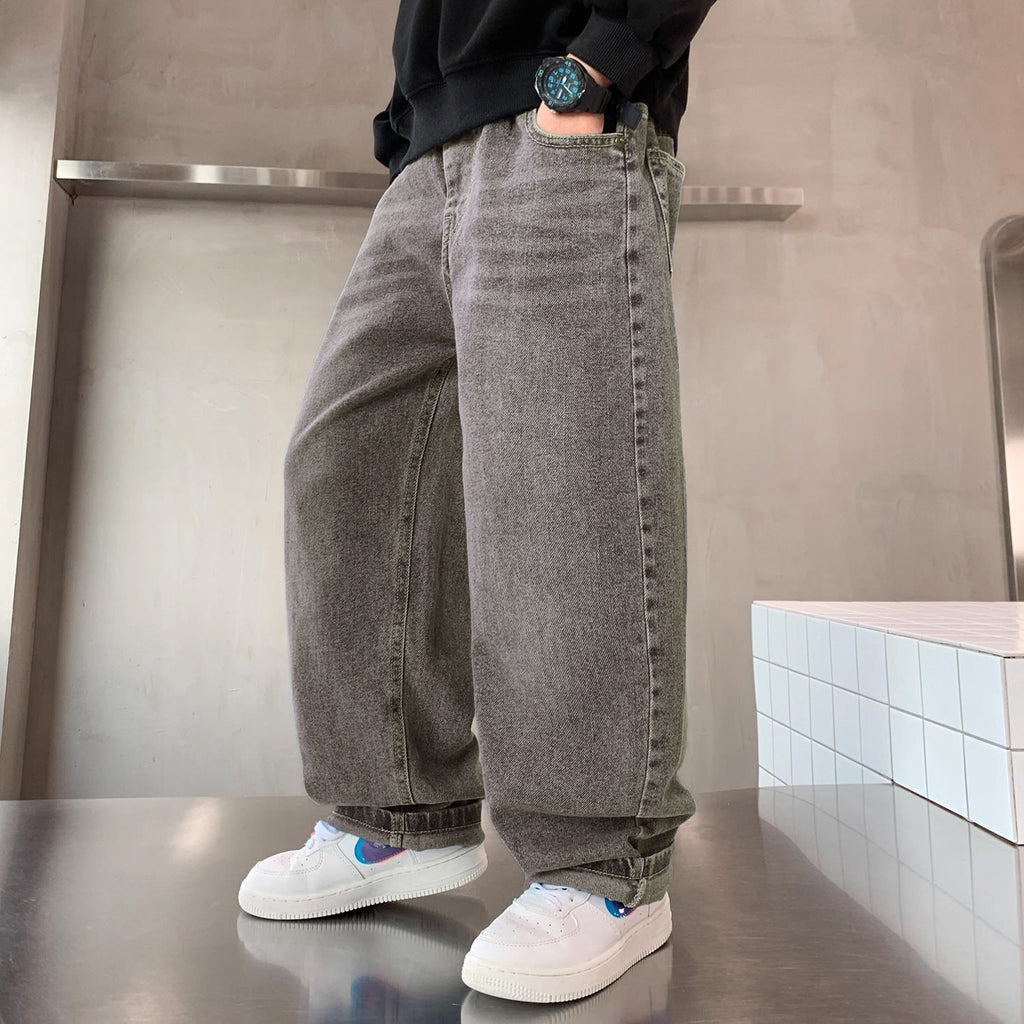 Men's Baggy Wide Leg Jeans with Faded Wash and Oversized Fit - Image 13