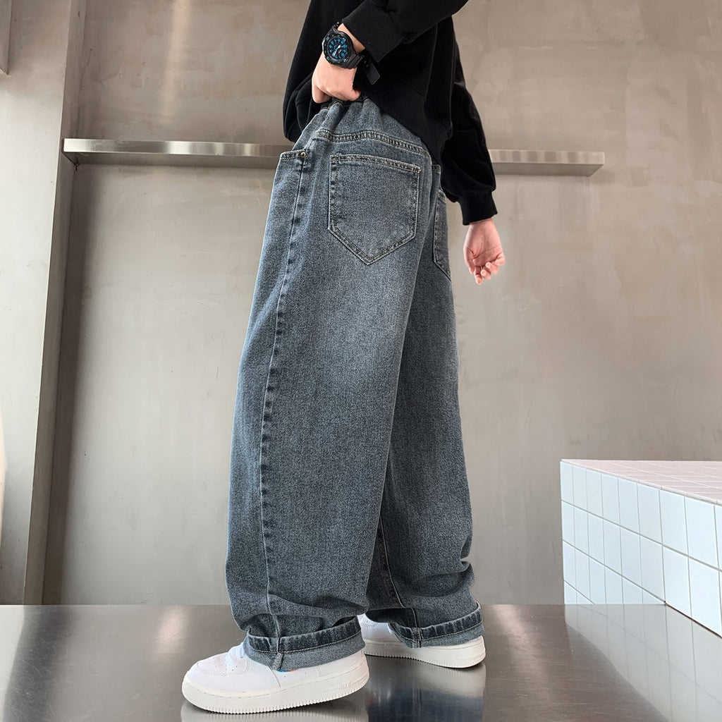 Men's Baggy Wide Leg Jeans with Faded Wash and Oversized Fit - Image 3