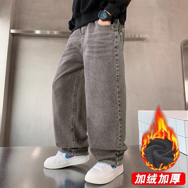 Men's Baggy Wide Leg Jeans with Faded Wash and Oversized Fit - Image 8