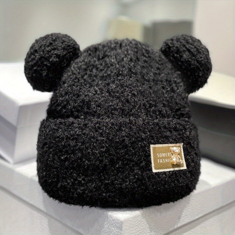 Men's Bear Ear Beanie with Flaps Fuzzy Sherpa Knit Winter Cap - Image 3