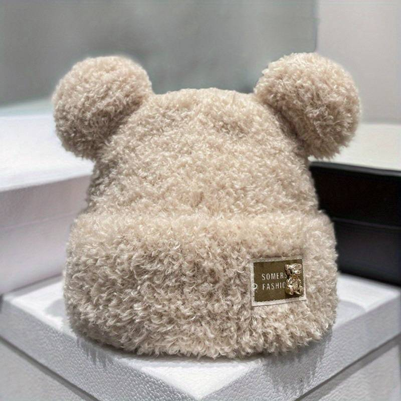 Men's Bear Ear Beanie with Flaps Fuzzy Sherpa Knit Winter Cap - Image 6