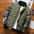 Men's Bomber Jacket Quilted with Camouflage Sleeves and Zip Closure - Image 7