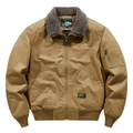 Men's Bomber Jacket with Canvas Shell and Sherpa Fleece Lining - Image 1