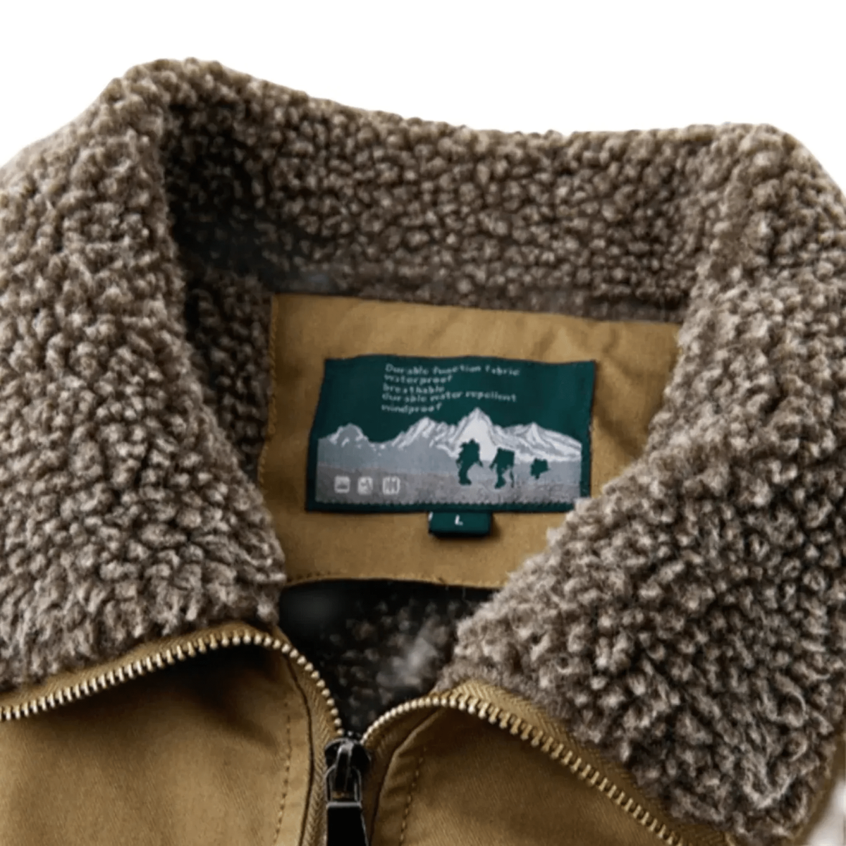 Men's Bomber Jacket with Canvas Shell and Sherpa Fleece Lining - Image 4