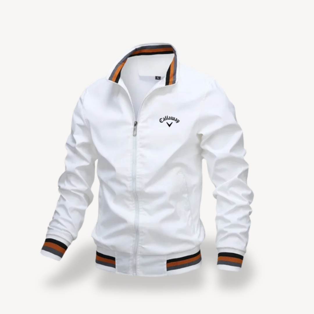 Men's Bomber Jacket with Leather Trim and Striped Aviator Details - Image 1