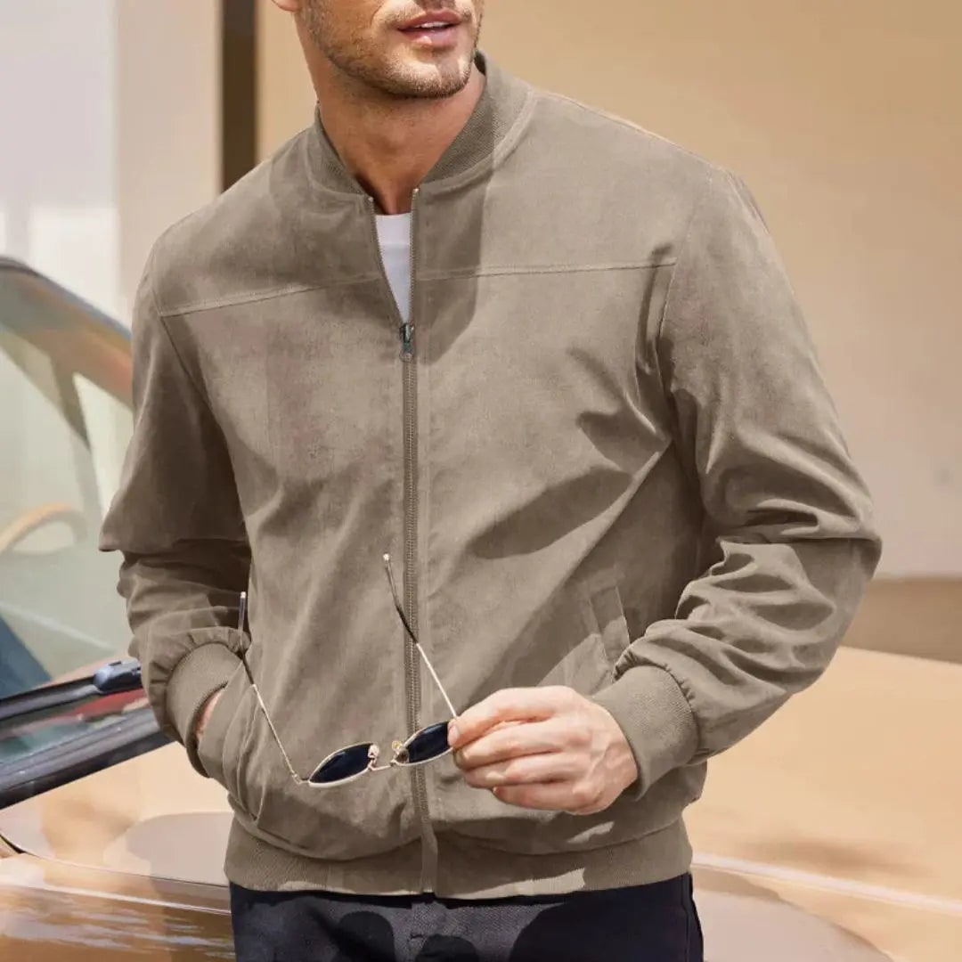 Men's Bomber Jacket with Ribbed Collar and Slim-Fit Aviator Style - Image 1