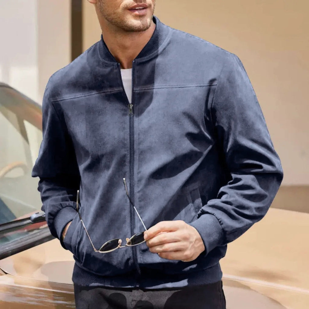 Men's Bomber Jacket with Ribbed Collar and Slim-Fit Aviator Style - Image 10
