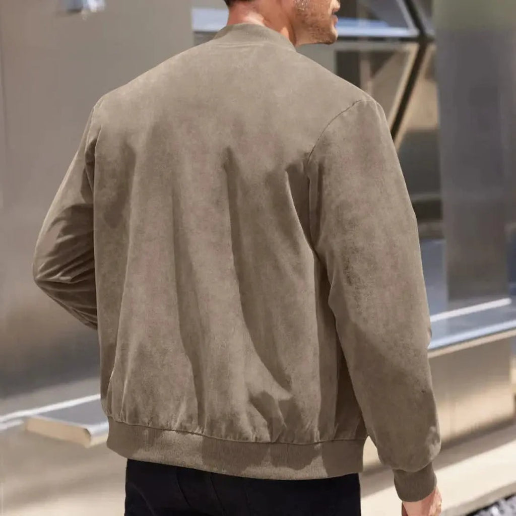 Men's Bomber Jacket with Ribbed Collar and Slim-Fit Aviator Style - Image 4