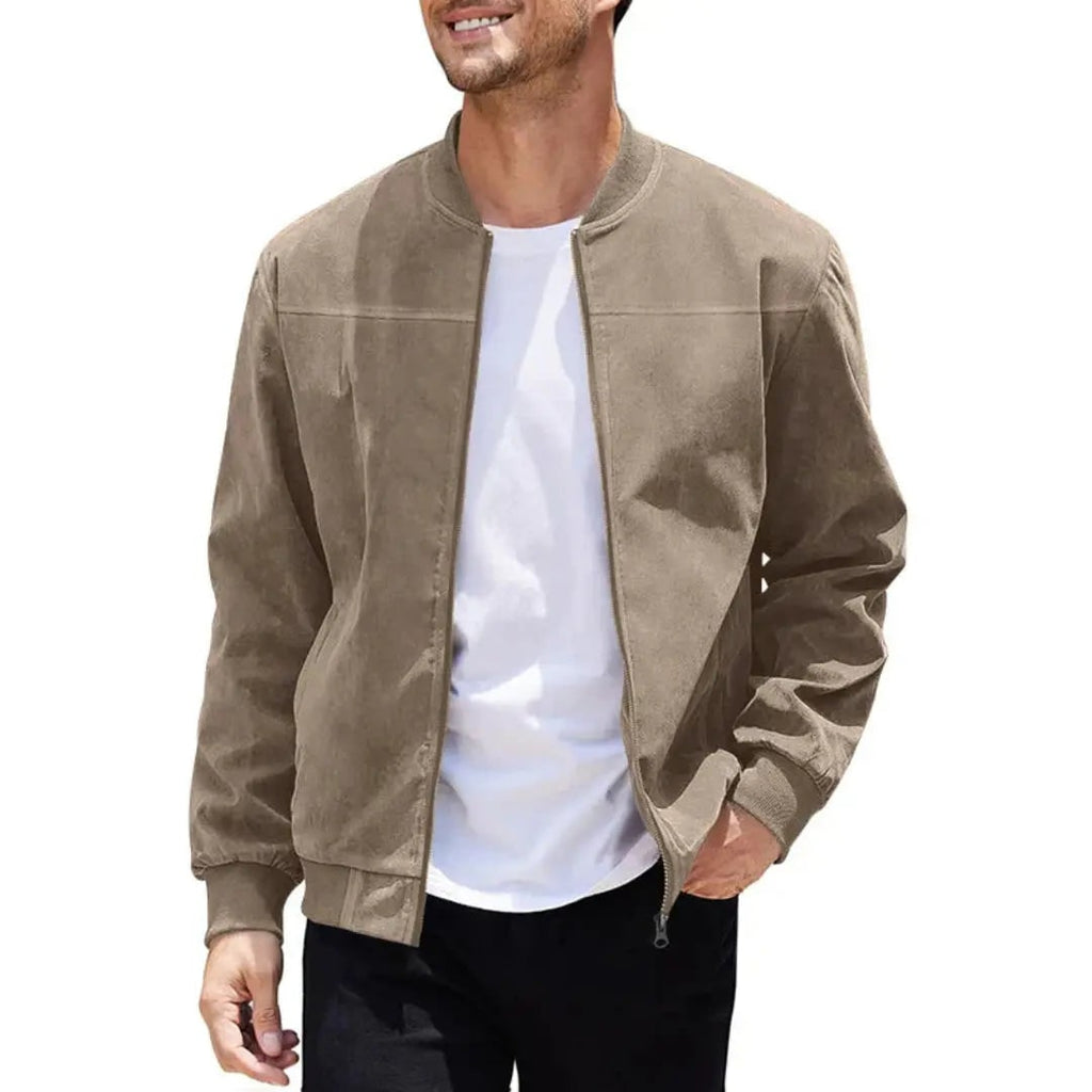Men's Bomber Jacket with Ribbed Collar and Slim-Fit Aviator Style - Image 5