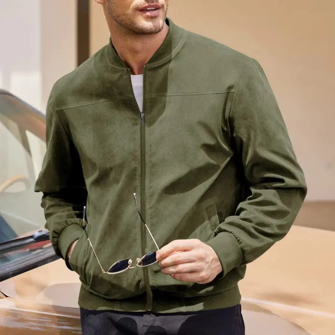 Men's Bomber Jacket with Ribbed Collar and Slim-Fit Aviator Style - Image 8