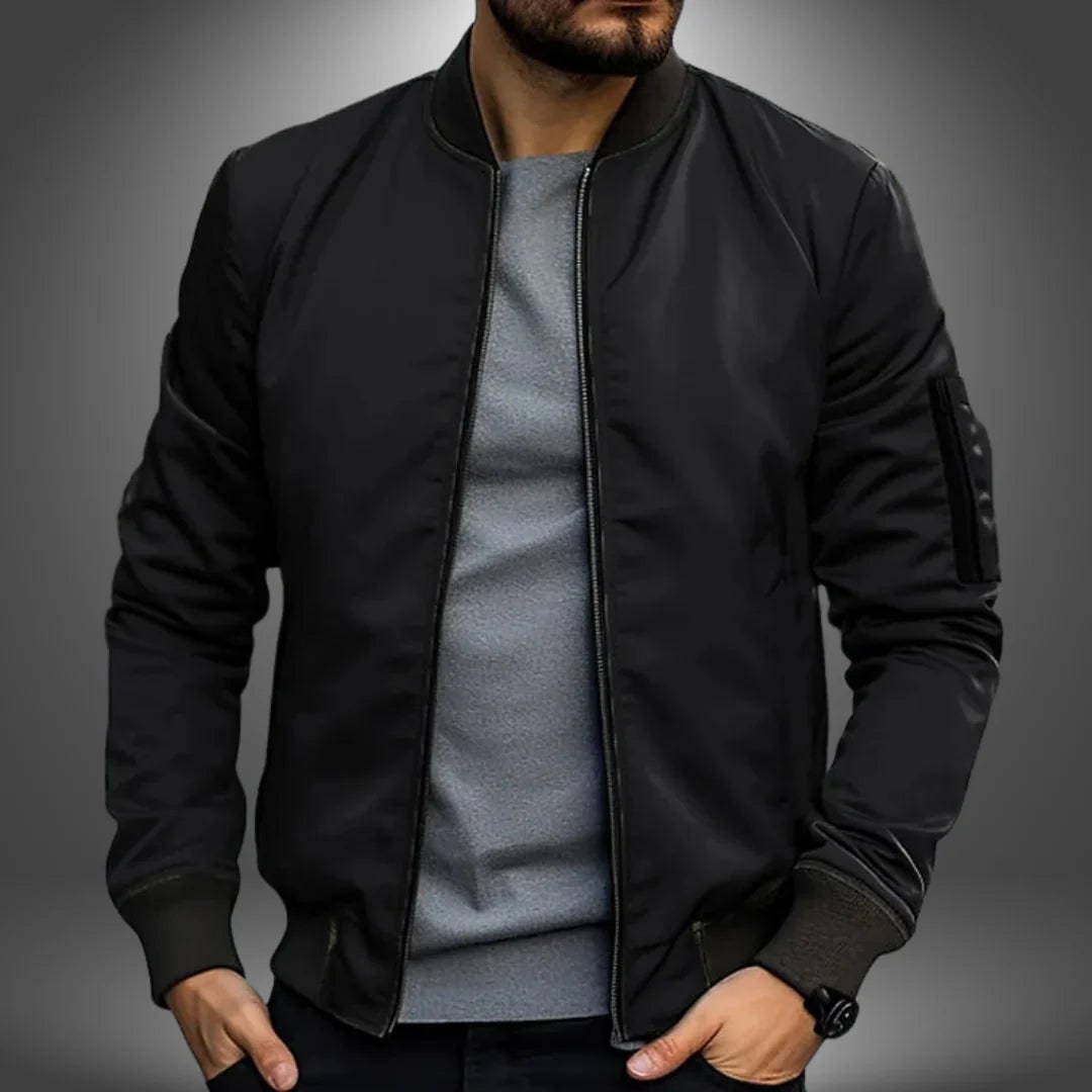 Men's Bomber Jacket with Slim Fit Windbreaker and Sleeve Pocket - Image 2