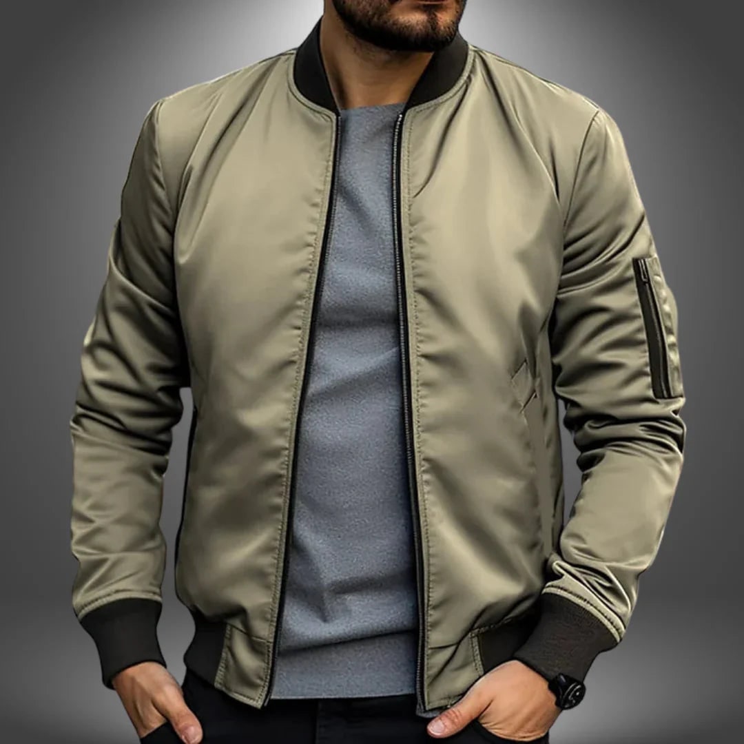 Men's Bomber Jacket with Slim Fit Windbreaker and Sleeve Pocket - Image 3