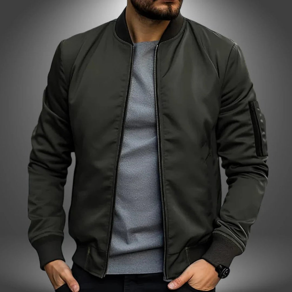 Men's Bomber Jacket with Slim Fit Windbreaker and Sleeve Pocket - Image 4