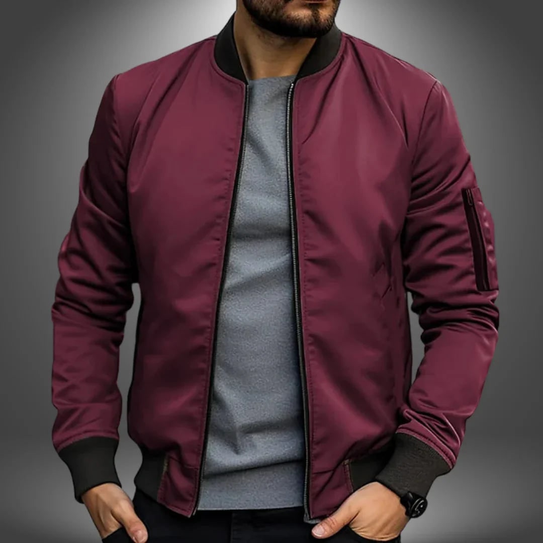 Men's Bomber Jacket with Slim Fit Windbreaker and Sleeve Pocket - Image 5