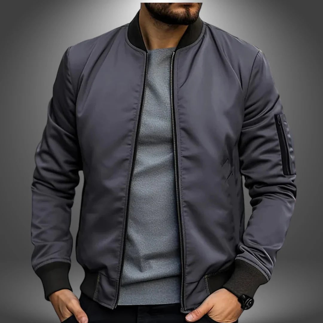 Men's Bomber Jacket with Slim Fit Windbreaker and Sleeve Pocket - Image 6