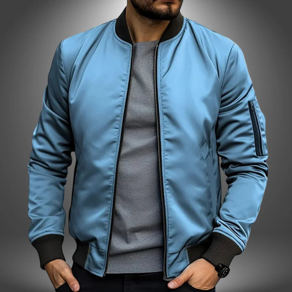 Men's Bomber Jacket with Slim Fit Windbreaker and Sleeve Pocket - Image 7