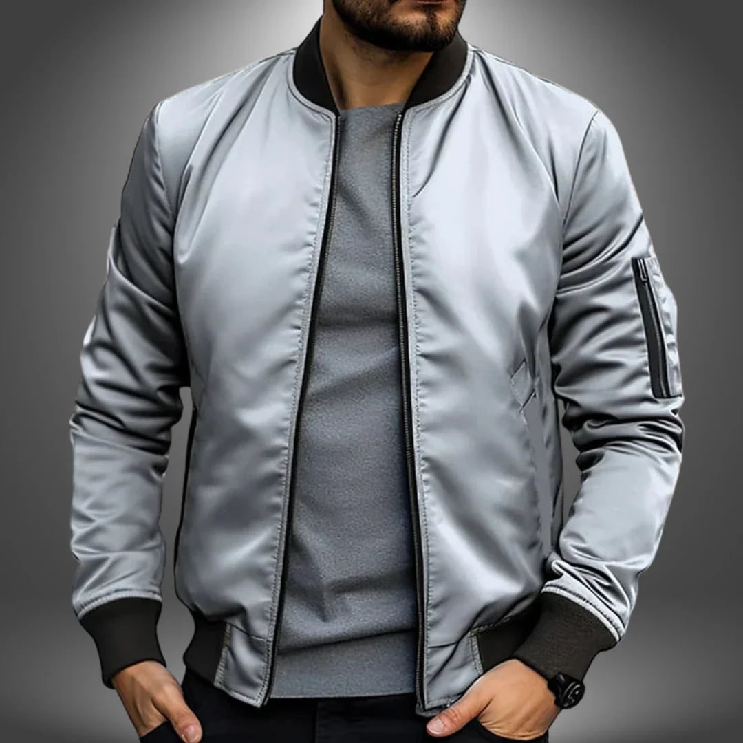 Men's Bomber Jacket with Slim Fit Windbreaker and Sleeve Pocket - Image 8