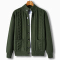Men's Cable Knit Cardigan Sweater with Stand Collar and Front Pockets - Image 1