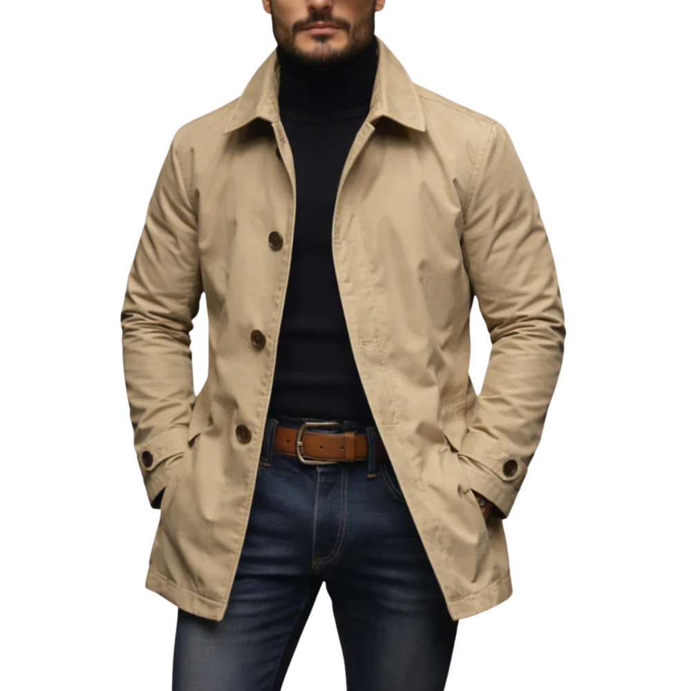 Men's Car Coat and Overcoat Single Breasted Structured Woven - Image 1