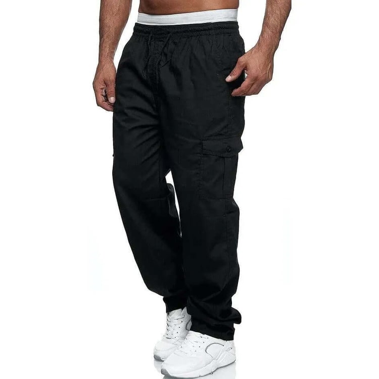 Men's Cargo Pants with Elastic Waist Loose Fit and Multiple Pockets - Image 3