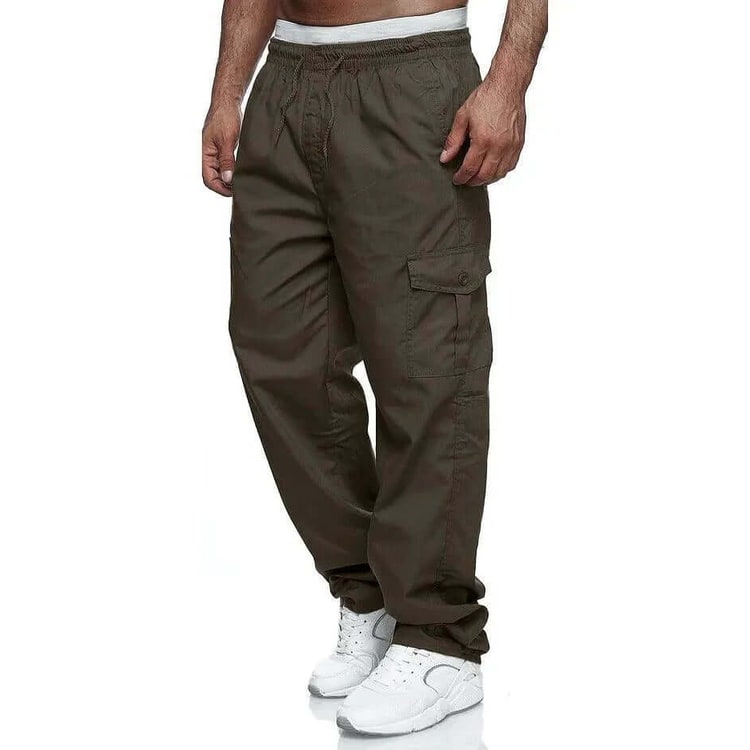 Men's Cargo Pants with Elastic Waist Loose Fit and Multiple Pockets - Image 4