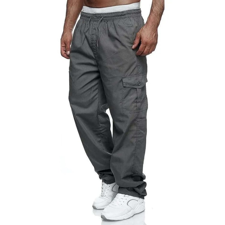 Men's Cargo Pants with Elastic Waist Loose Fit and Multiple Pockets - Image 5