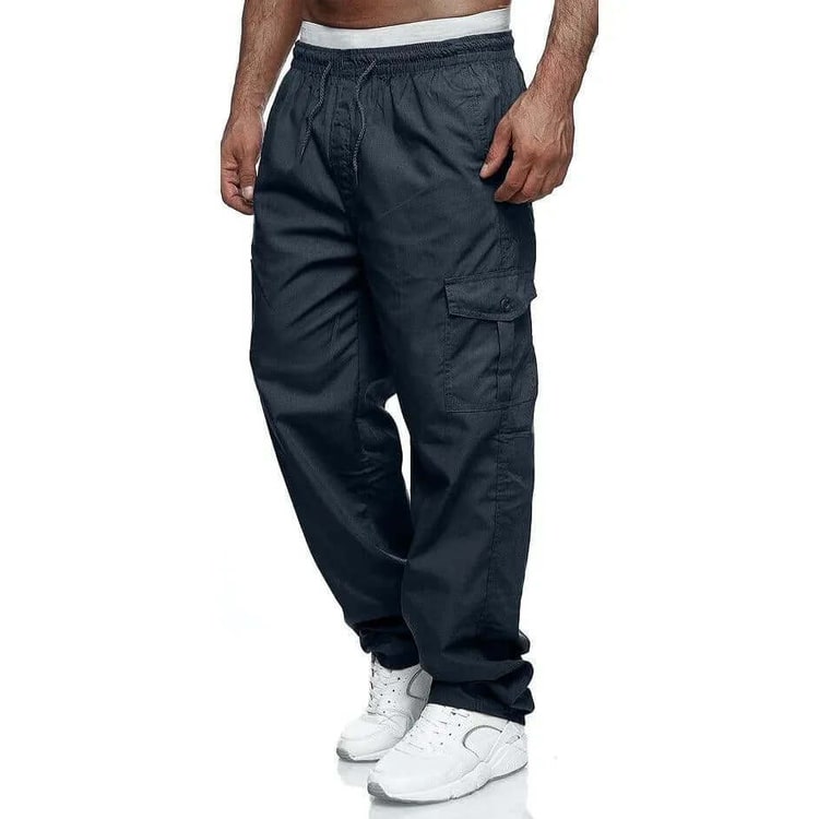 Men's Cargo Pants with Elastic Waist Loose Fit and Multiple Pockets - Image 6