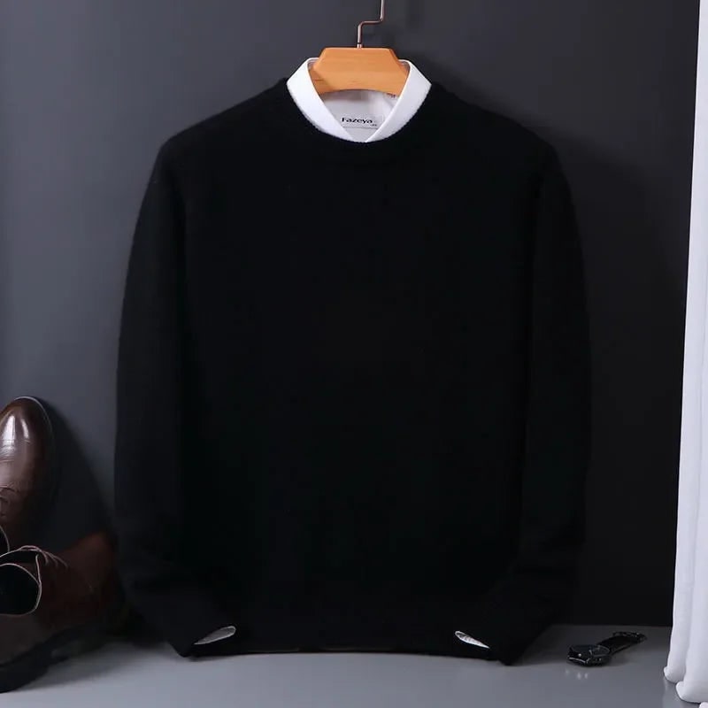 Men's Cashmere Blend Crew Neck Pullover Sweater with Knit Fine Texture - Image 11