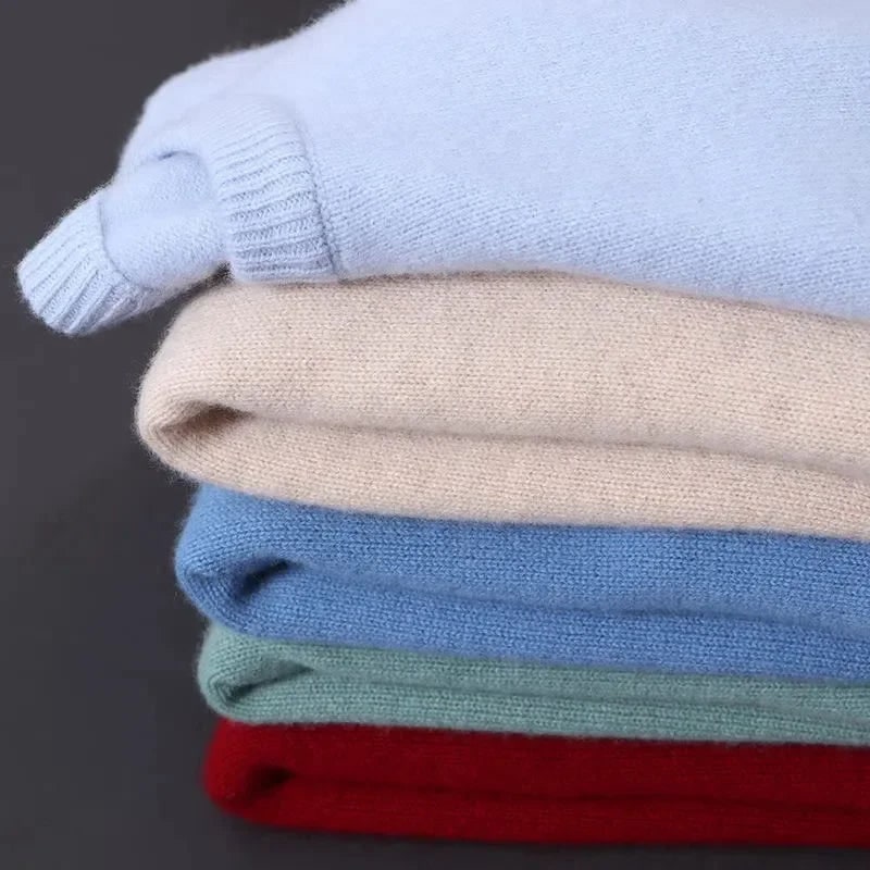 Men's Cashmere Blend Crew Neck Pullover Sweater with Knit Fine Texture - Image 2