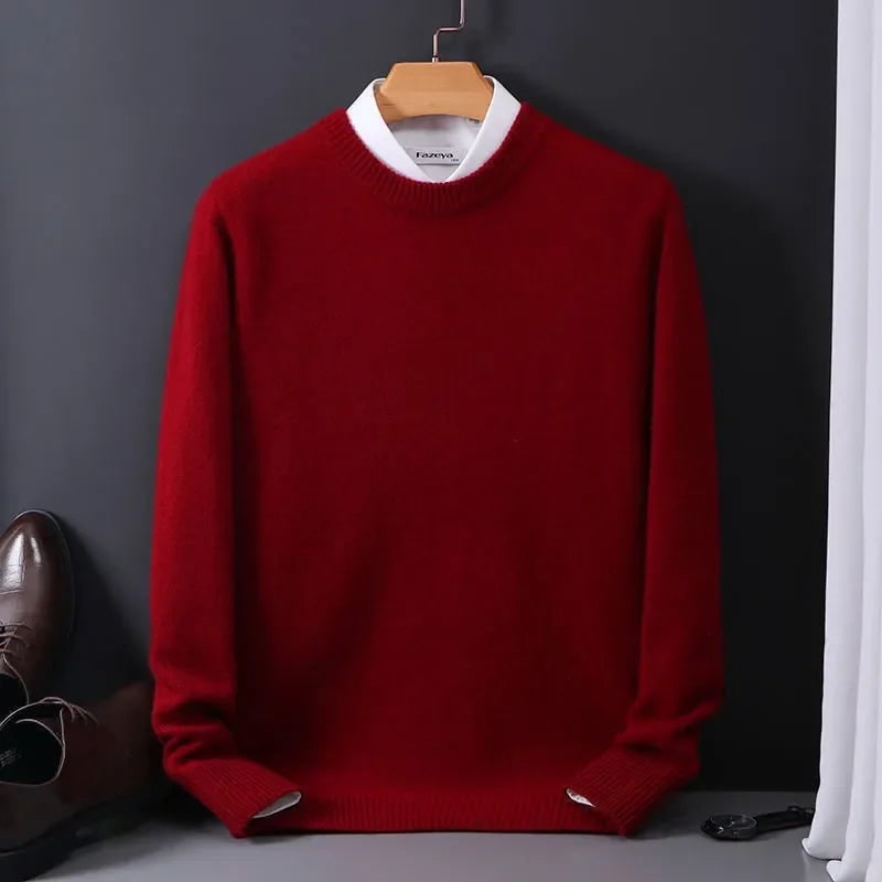 Men's Cashmere Blend Crew Neck Pullover Sweater with Knit Fine Texture - Image 6