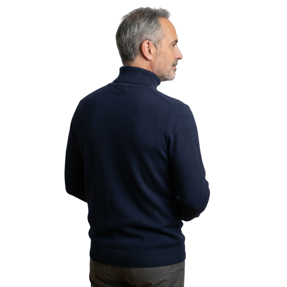 Men's Cashmere Turtleneck Sweater with Slim Fit and Ribbed Cuffs - Image 2
