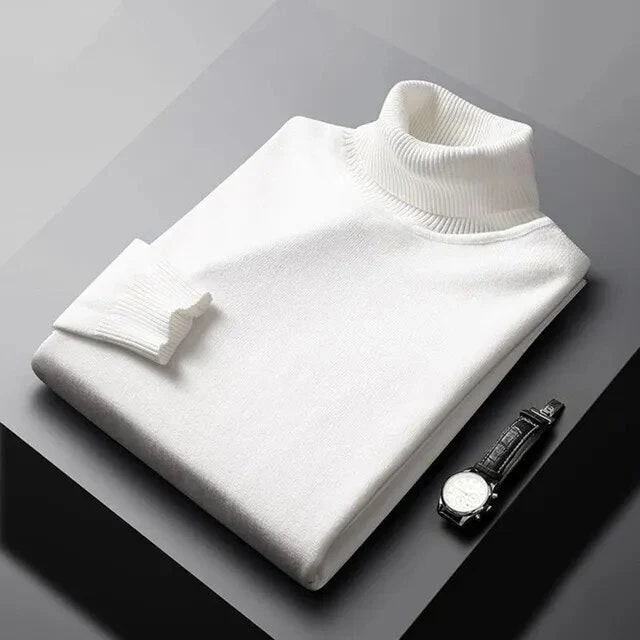 Men's Cashmere Turtleneck Sweater with Slim Fit and Ribbed Cuffs - Image 5