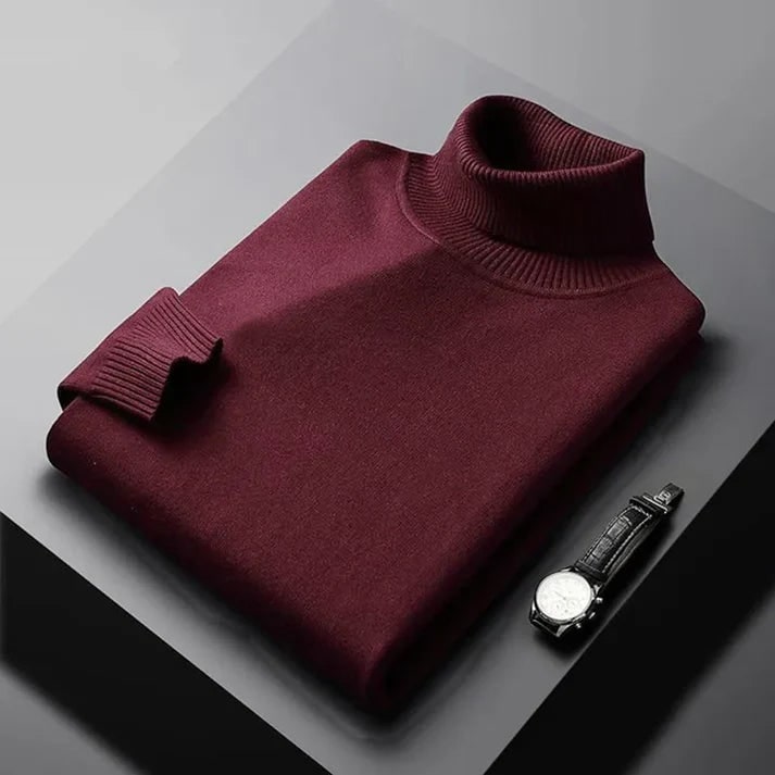 Men's Cashmere Turtleneck Sweater with Slim Fit and Ribbed Cuffs - Image 7