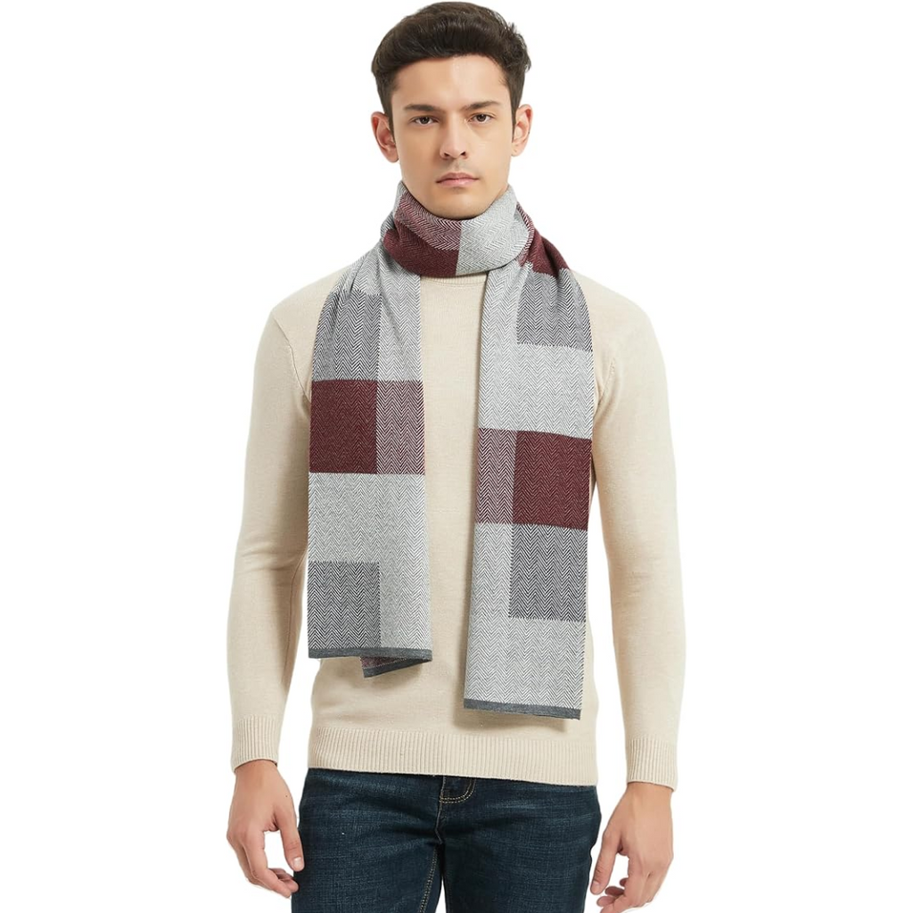 Men's Cashmere Wool Winter Scarf Knit Checkered Hat & Set - Image 20