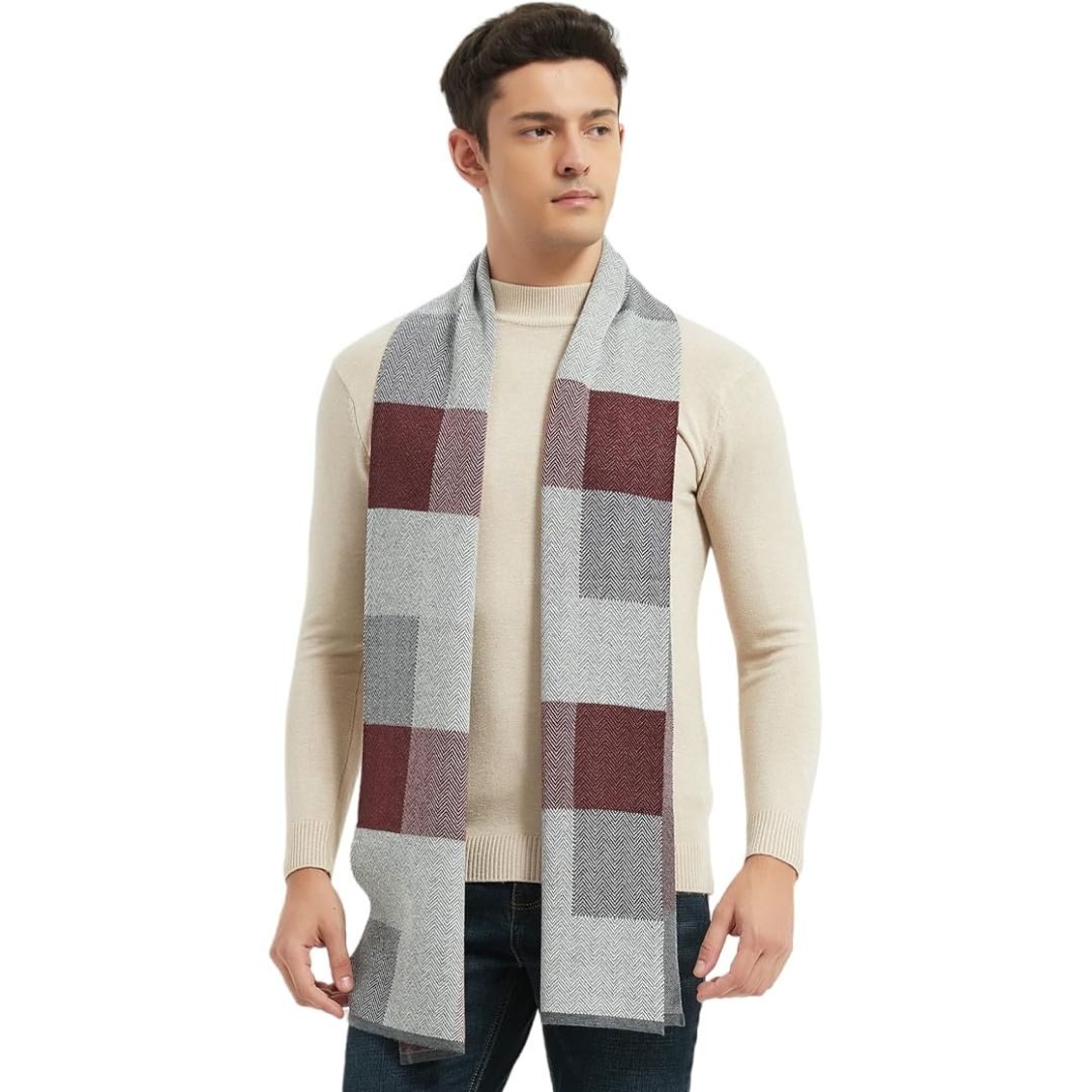 Men's Cashmere Wool Winter Scarf Knit Checkered Hat & Set - Image 23