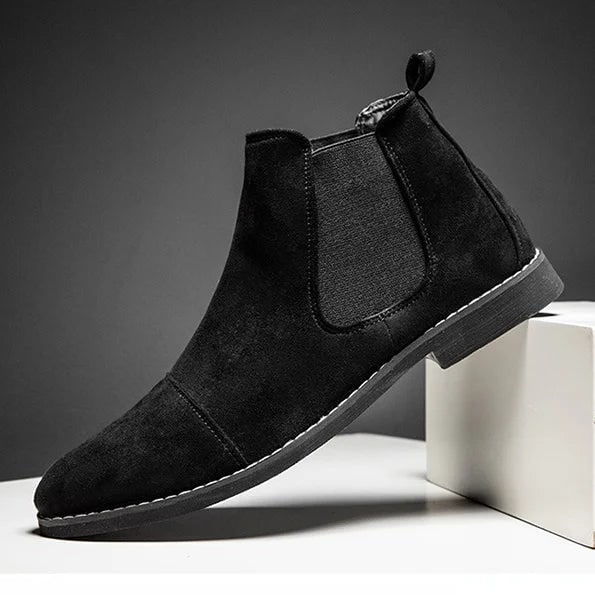 Men's Chelsea Ankle Boots Slip-On with Faux Suede Cap Toe - Image 10