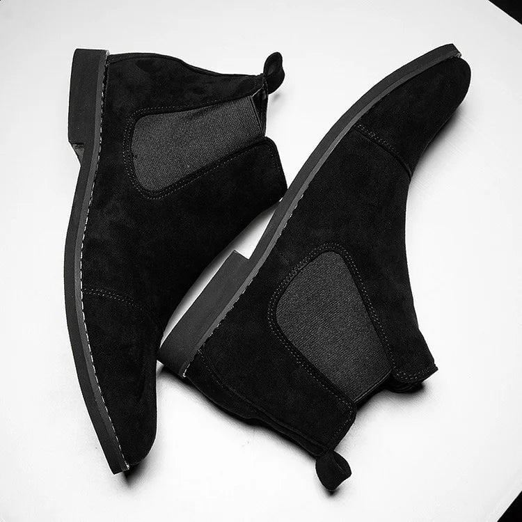 Men's Chelsea Ankle Boots Slip-On with Faux Suede Cap Toe - Image 11