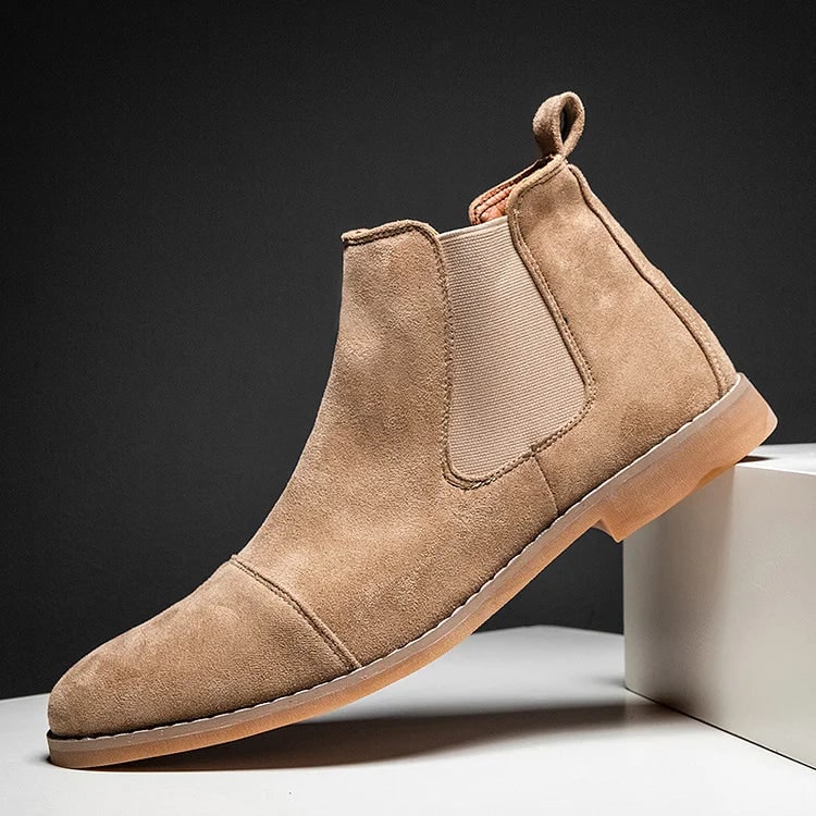 Men's Chelsea Ankle Boots Slip-On with Faux Suede Cap Toe - Image 3