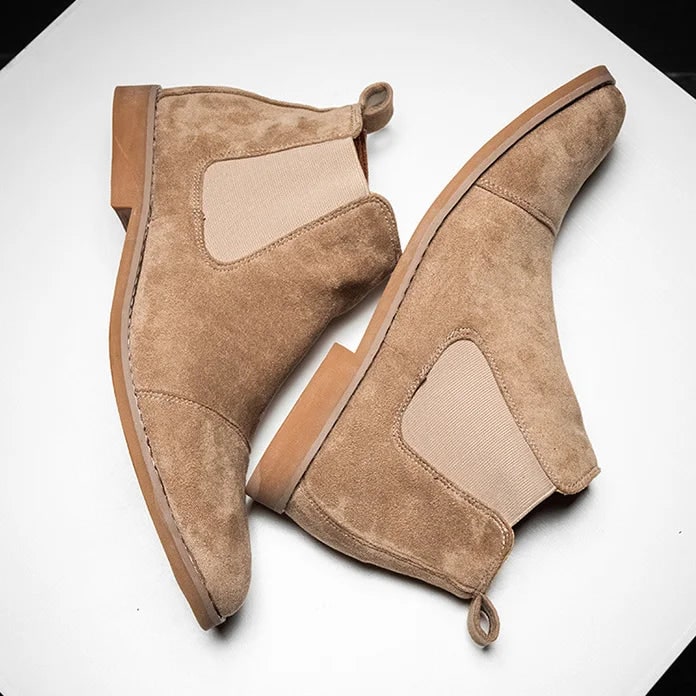 Men's Chelsea Ankle Boots Slip-On with Faux Suede Cap Toe - Image 4