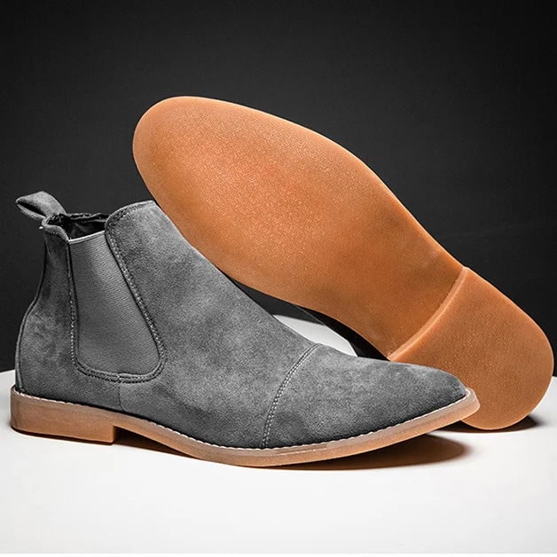 Men's Chelsea Ankle Boots Slip-On with Faux Suede Cap Toe - Image 6