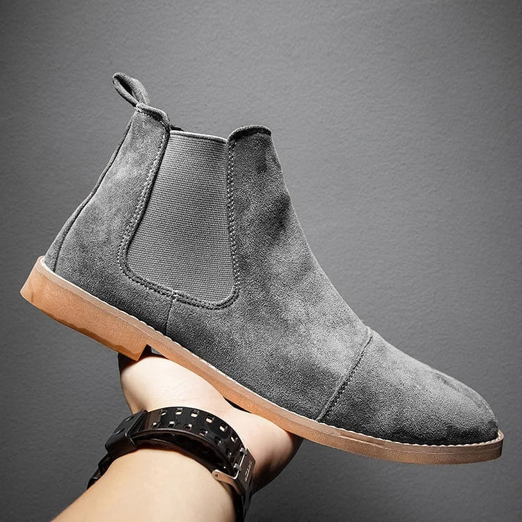 Men's Chelsea Ankle Boots Slip-On with Faux Suede Cap Toe - Image 8