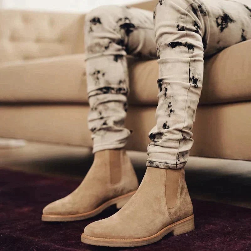 Men's Chelsea Ankle Boots with Suede Leather and Elastic Side Panels - Image 8
