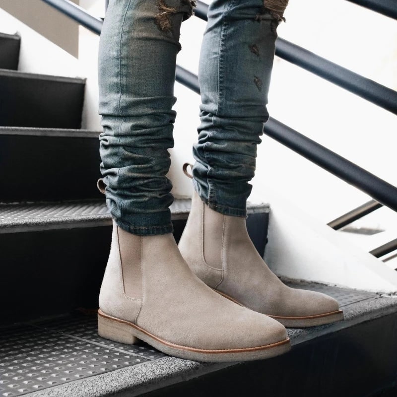 Men's Chelsea Ankle Boots with Suede Leather and Elastic Side Panels - Image 9
