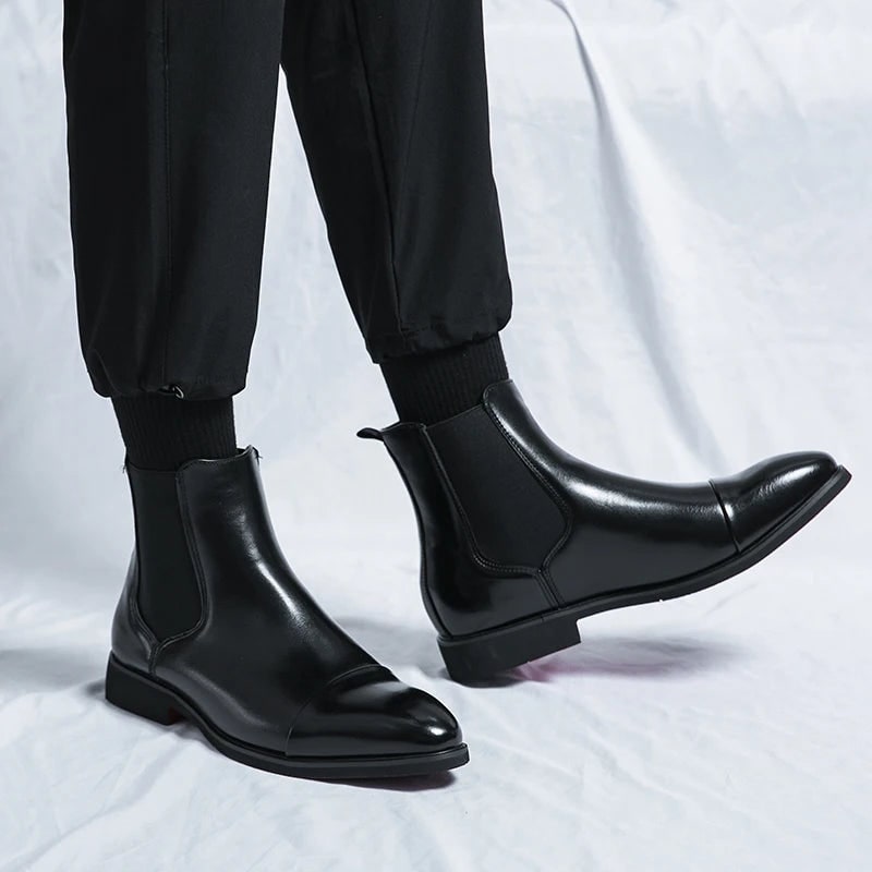 Men's Chelsea Boots with Slip-On Cap Toe Ankle Style - Image 1